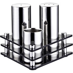 Groovy 3-piece Triangle Plexiglass Stand Salt Shaker Set, Shiny - Groovy