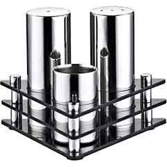 Groovy 3-piece Triangular Plexiglass Stand Salt Shaker Set, Matte - Groovy