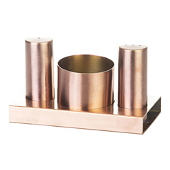 Groovy 3lü Yuvarlak Tuzluk Şekerlik Takımı, Bakır - Groovy