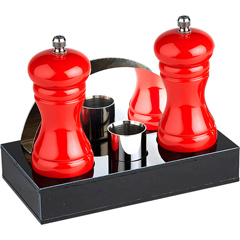 Groovy 4-piece Condiment Set, 18.5x9.5x3 cm, Red - Groovy