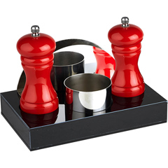 Groovy 4-piece Condiment Set, 20x12x3 cm, Red - Groovy