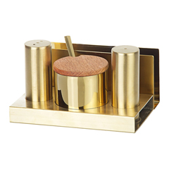 Groovy 4-Piece Round Salt and Spice Shaker Set, Gold - Groovy