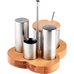 Groovy 4-Piece Salt and Spice Set with Stand, 15x12.5 cm - Groovy