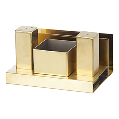 Groovy 4-piece Square Salt Shaker Sugar Bowl Set, Gold - Groovy