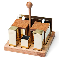 Groovy 6-piece Salt and Spice Set, Square, Gold - Groovy