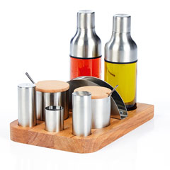 Groovy 8-piece Salt Shaker Spice Jar Oil Set, 300 Cc - Groovy