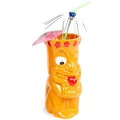 Groovy Ceramic Tiki Mug, 7.5x18 cm, 460 cc, Orange - Groovy