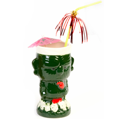 Groovy Ceramic Tiki Mug, 8,5x16,5 cm, 410 cc, Yeşil - Groovy