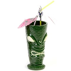 Groovy Ceramic Tiki Mug, 8x17 cm, 350 cc, Green - Groovy