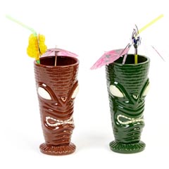 Groovy Ceramic Tiki Mug, 8x17 cm, 350 cc, Kahverengi - Groovy
