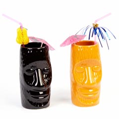 Groovy Ceramic Tiki Mug, 8x17 cm, 600 cc, Siyah - Groovy
