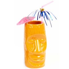 Groovy Ceramic Tiki Mug, 8x17 cm, 600 cc, Orange - Groovy