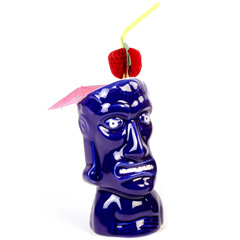 Groovy Ceramic Tiki Mug, 8x17.5 cm, 350 cc, Blue - Groovy
