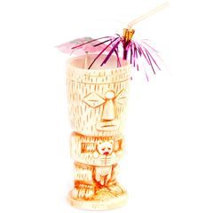 Groovy Ceramic Tiki Mug, 8x18,5 cm, 310 cc, Turuncu - Groovy