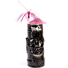 Groovy Ceramic Tiki Mug, 8x18.5 cm, 430 cc, Black - Groovy