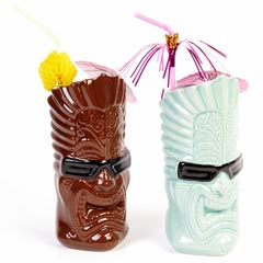 Groovy Ceramic Tiki Mug, 9x20 cm, 440 cc, Kahverengi - Groovy