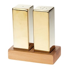 Groovy Everest 2-piece Salt Shaker Set, Large, Square, Gold - Groovy