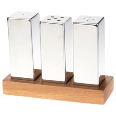 Groovy Everest 3-piece Salt and Pepper Shaker Set, Large, Square, Glossy, Matte - Groovy
