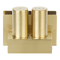 Groovy GRV-104 Round Napkin Holder Steel Salt Shaker Set, Gold - Groovy