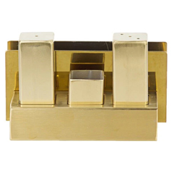 Groovy GRV-105 Square, Steel Salt Shaker Set with Napkin Holder, Gold - Groovy