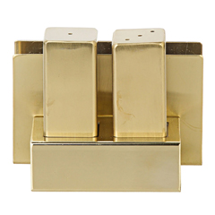 Groovy GRV-106 Square Napkin Holder Steel Salt Shaker Set, Gold - Groovy