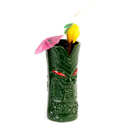 Groovy GRV-20221 Ceramic Tiki Mug, 8x17.5 cm, 350 cc, Green - Groovy