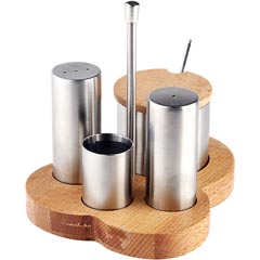 Groovy GRV-246 Set of 4 Salt Shaker Spice Rack, with Stand, Gold, 15x12.5 cm - Groovy