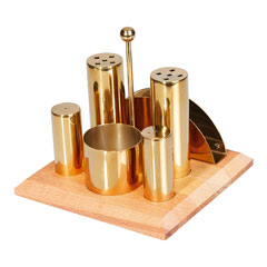 Groovy GRV-258 Set of 6 Round Salt Shaker Spice Set, Gold - Groovy