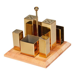 Groovy GRV-259 Set of 6 Square Salt and Spice Shakers, Gold - Groovy