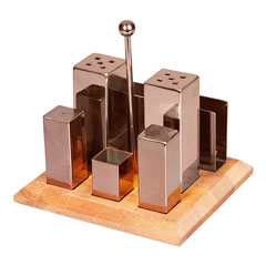 Groovy GRV-260 Set of 6 Square Salt and Spice Shakers, Copper - Groovy