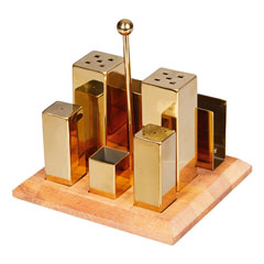 Groovy GRV-260 Set of 6 Square Salt and Spice Shakers, Gold - Groovy