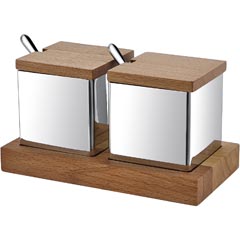 Groovy GRV-55 Wooden Stand 2-Piece Spice Rack Set, Square, Gold - Groovy
