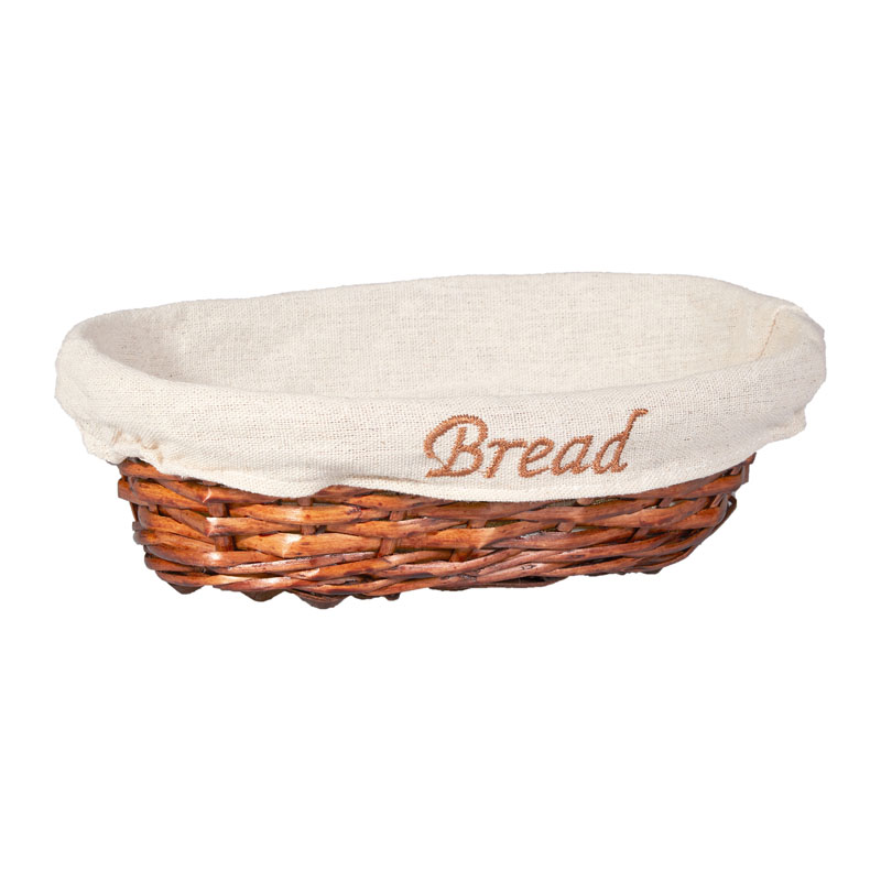 Groovy Hasır Ekmek Sepeti, Bezli, Oval, 24x17x7 cm