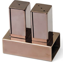 Groovy İkili Kare Salt and Pepper Shaker Set, Copper - Groovy