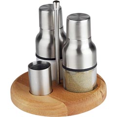 Groovy Mat 3-Piece Salt Shaker Set, With Stand, 18/10 Cr Ni - Groovy