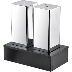 Groovy Pleksi Stand with Rectangular Square 2-piece Salt and Pepper Set, Glossy - Matte - Groovy