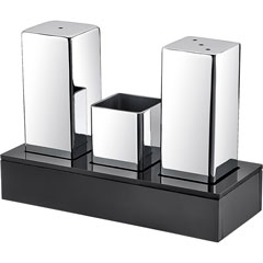 Groovy Plexi Stand Rectangular Square 3-piece Salt Shaker Set, Glossy-Matte - Groovy