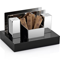 Groovy Plexi Stand with 4-Piece Salt Shaker Set, Square, Matte-Gloss - Groovy