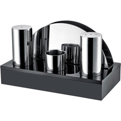 Groovy Plexiglass Stand Salt and Napkin Set, Round, Matte-Glossy - Groovy