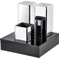 Groovy Plexiglass Stand Square 3-piece Salt Shaker Set, Glossy-Matte - Groovy