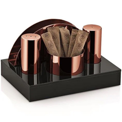 Groovy Round Plexiglass Stand 4-Piece Salt Shaker Set, Copper - Groovy