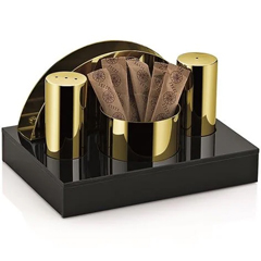 Groovy Round Plexiglass Stand 4-piece Salt Shaker Set, Gold - Groovy