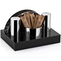 Groovy Round Plexiglass Stand 4-Piece Salt Shaker Set, Matte-Glossy - Groovy