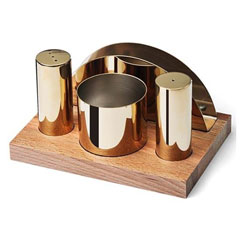 Groovy Round Set of 4 Salt Shakers, Gold - Groovy