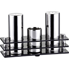 Groovy Set of 3 Rectangular Plexiglass Stand Salt Shaker Set, Glossy - Groovy