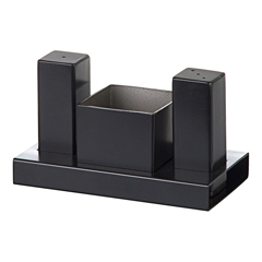 Groovy Set of 3 Square Salt and Spice Holder, Black - Groovy