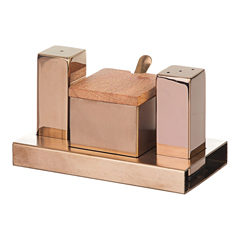 Groovy Set of 3 Square Salt and Spice Shakers, Copper - Groovy