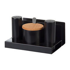 Groovy Set of 4 Round Salt and Spice Shakers, Black - Groovy