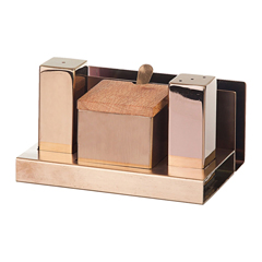 Groovy Set of 4 Square Salt and Spice Shakers, Copper - Groovy