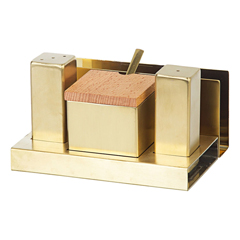 Groovy Set of 4 Square Salt and Spice Shakers, Gold - Groovy